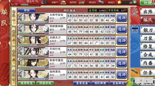 刀剑乱舞手游编队系统深度解析：队伍配置搭配推荐及网友评价汇总