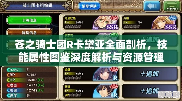 2025热门游戏攻略：苍之骑士团绝对防御黛亚全面属性图鉴解析